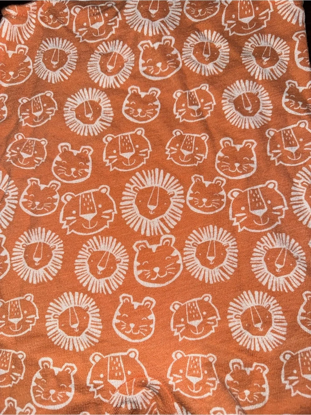 Children's Sleeveless Orange Lion Print One-Piece Romper